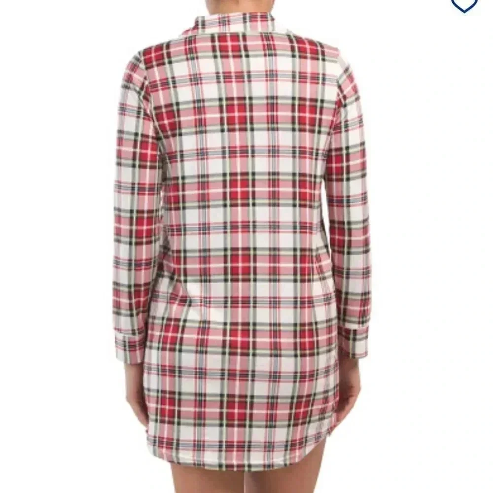 TAHARI WOMENS SIZE L BUTTON LONG SLEEVE SLEEP SHIRT NWT - Picture 2 of 5